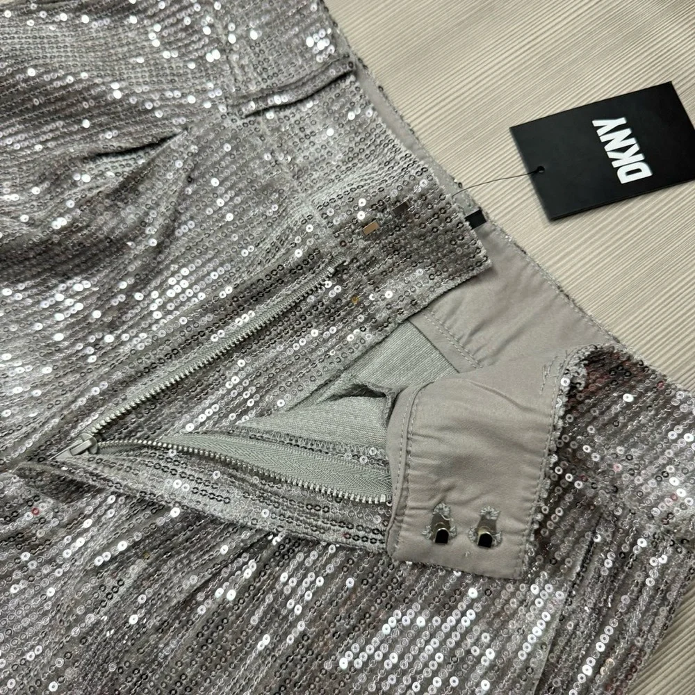 DKNY women's silver sequined suit pants - Picture 3 of 4